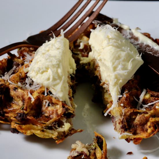 Potato and black sausage waffles