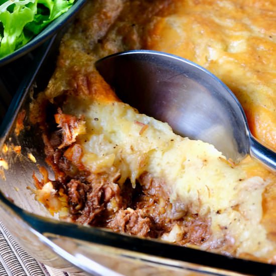 Braised lamb shank shepherd’s pie