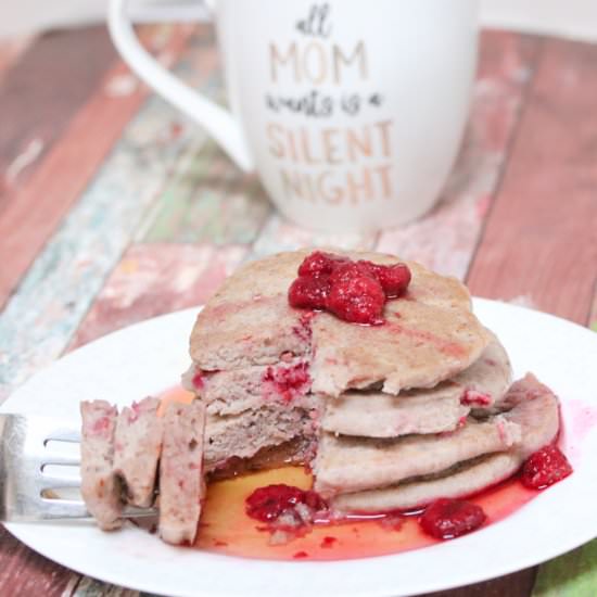 Easy Raspberry Buckwheat Pancakes