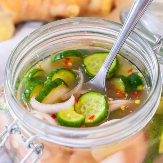 Sweet and Sour Pickled Cucumbers