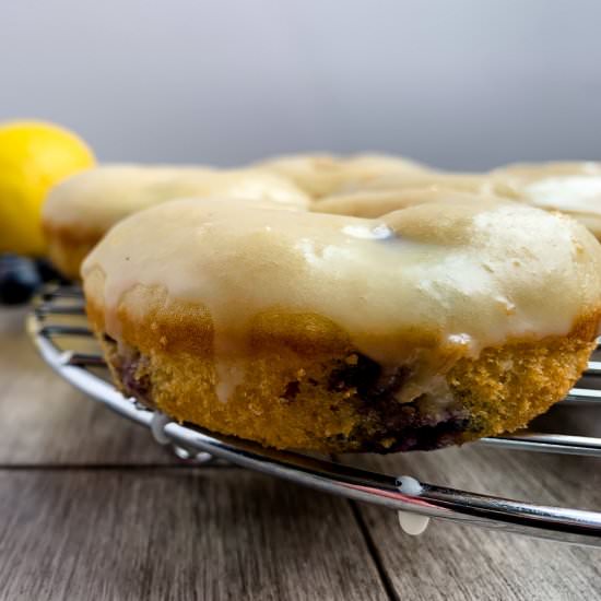 Lemon Glazed Blueberry Donuts