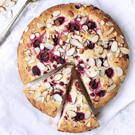 Raspberry Ricotta Cake w/Almonds