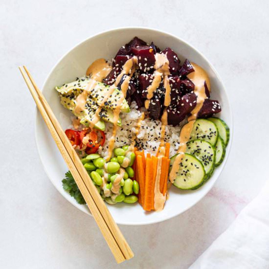 VEGAN POKE BOWL WITH BEETS
