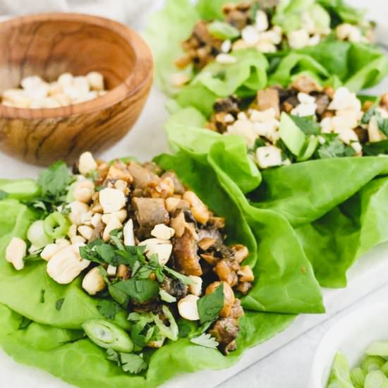 Mushroom Cashew Lettuce Wraps