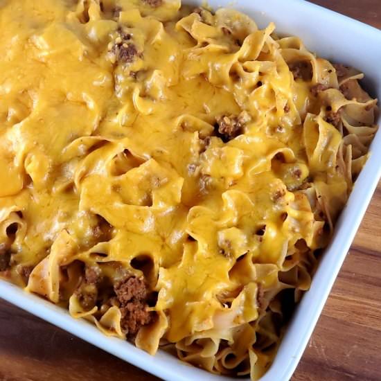Beef egg noodle casserole