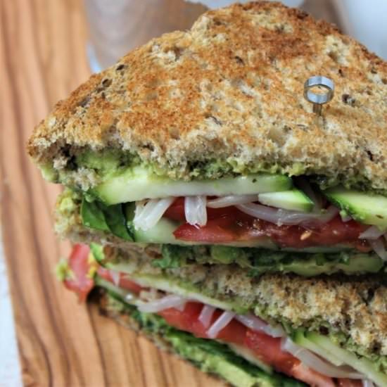 Avocado Pesto Veggie Sandwiches