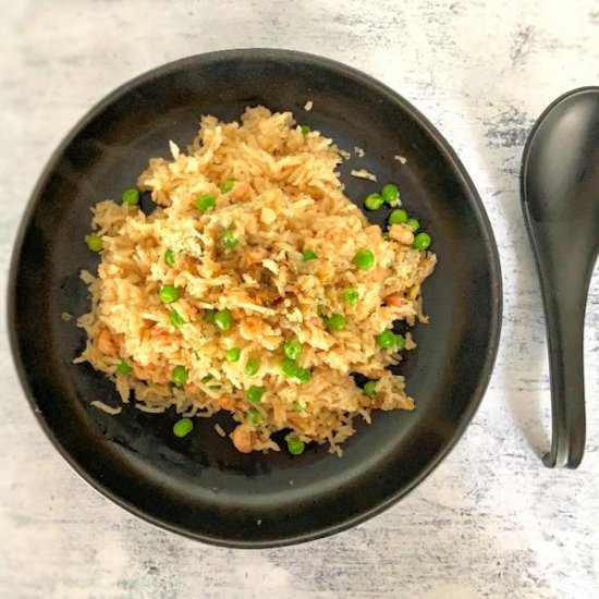baked rice with brown shrimp