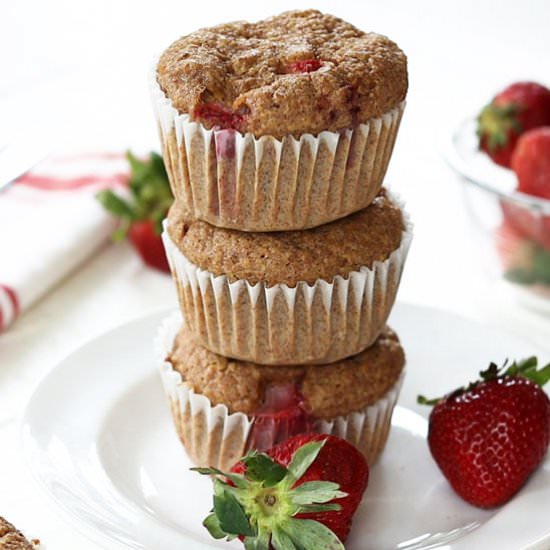 Strawberry Banana Flaxseed Muffins
