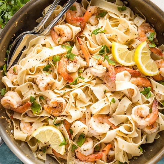 Lemon Pepper Shrimp Pappardelle