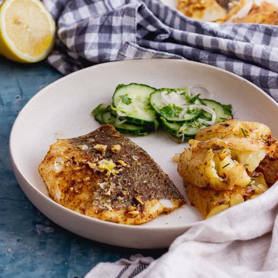 Spiced Baked Fish with Cucumber