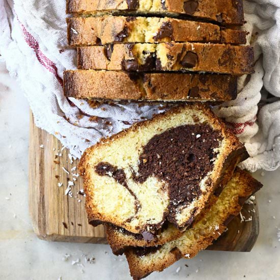 Coconut marble cake
