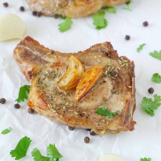 Keto garlic butter pork chops