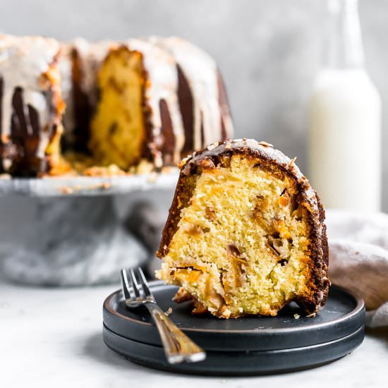 Peach Bundt Cake w/ Maple Glaze