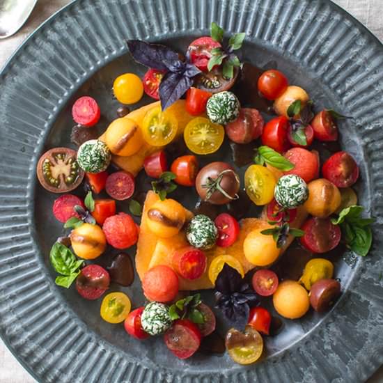 Tomato & Melon Salad w Goat Cheese