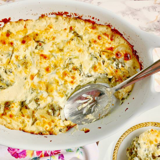 Garlic Spinach Potatoes Au Gratin