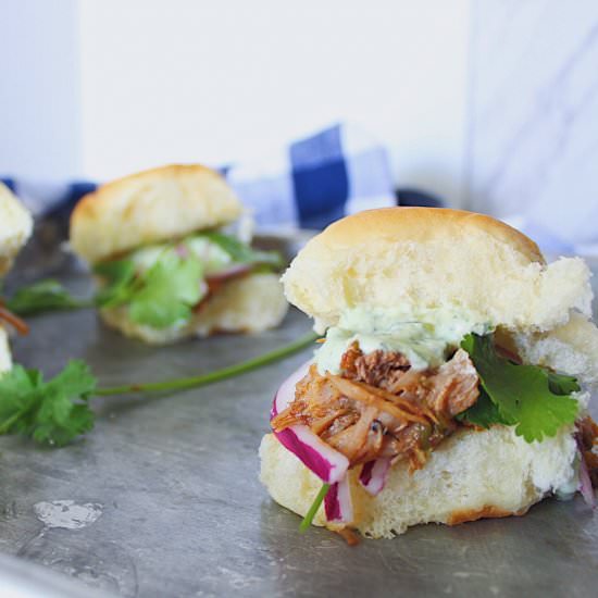 Pork Sliders with Cilantro Cream