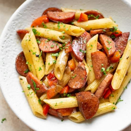 balsamic smoked sausage pasta