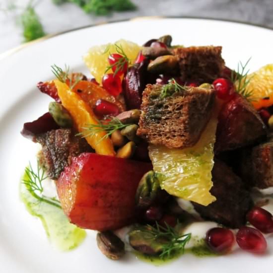 Citrus Beet Panzanella Salad