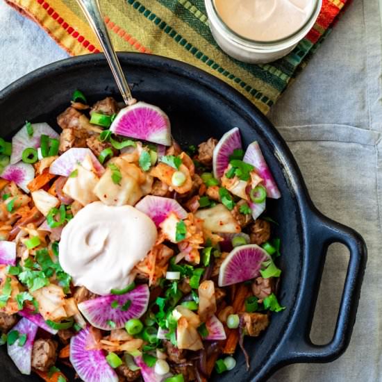 Korean Loaded Sweet Potato Fries