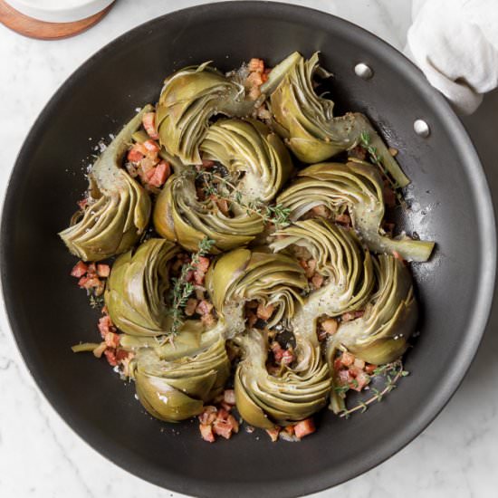 braised artichokes with pancetta