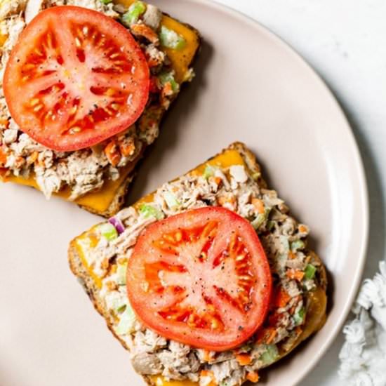 Open-Faced Tuna Melt Sandwich