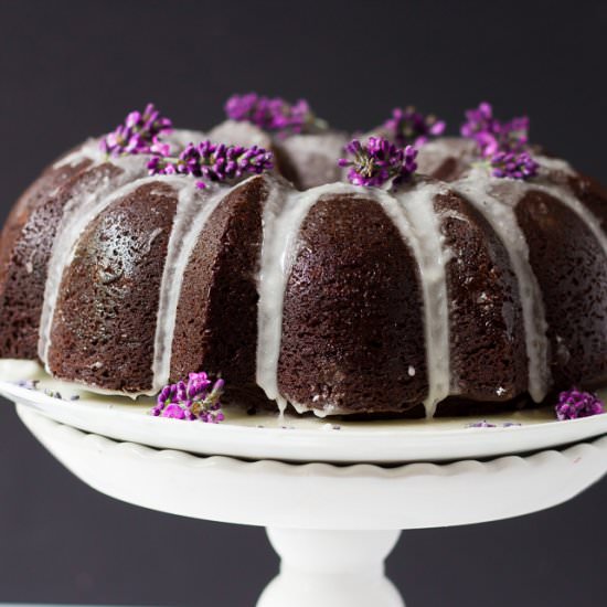 Chocolate Lavender Bundt cake