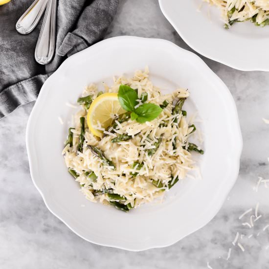 Creamy Lemon Asparagus Orzo