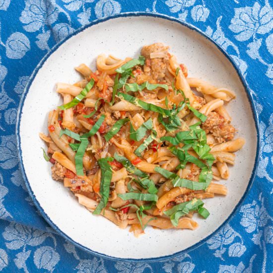 Pasta with Sausage and Peppers