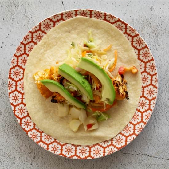 Buffalo cauliflower tacos
