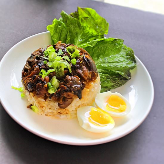 Steamed Chicken Mushroom Rice