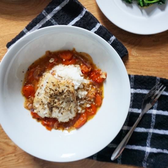 Saffron Tomato Poached Cod