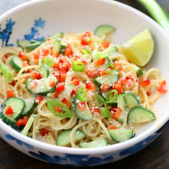 Cold Sesame Cucumber Noodle Salad