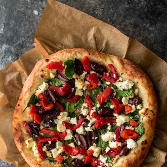 Greek Pizza with Feta and Spinach