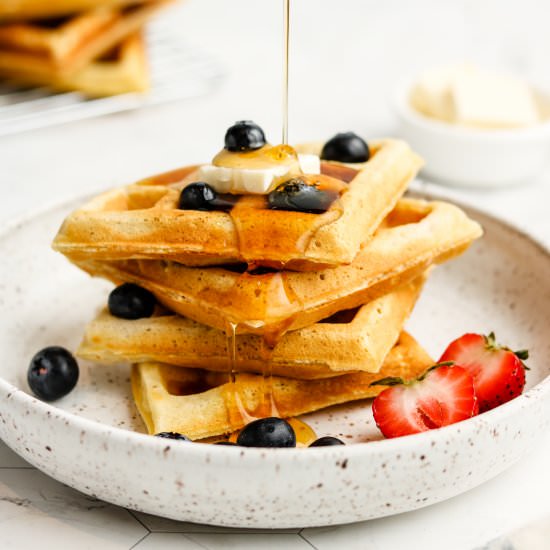 crispy vegan oat flour waffles