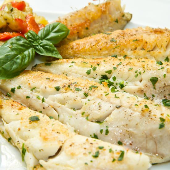Pan Fried Cod and Herb Butter Sauce