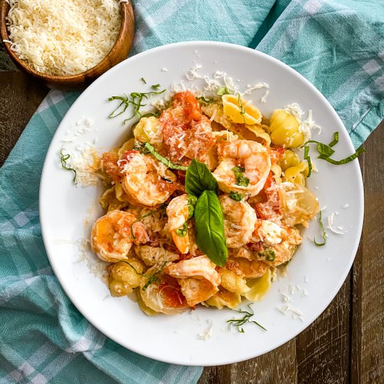 Shrimp, Tomatoes and Goat Cheese