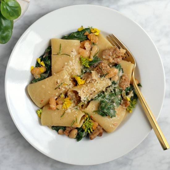 Sausage, Greens and Beans Pasta