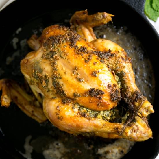 Lemon Balm Roasted Chicken
