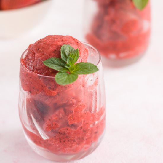Easy Strawberry Mint Sorbet