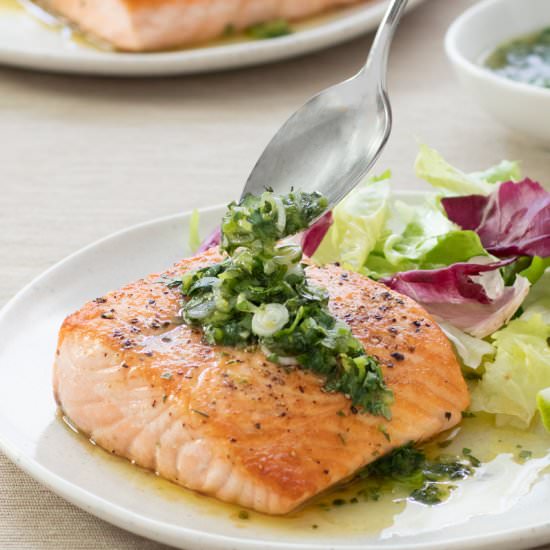 Salmon with Cilantro-Scallion Salsa