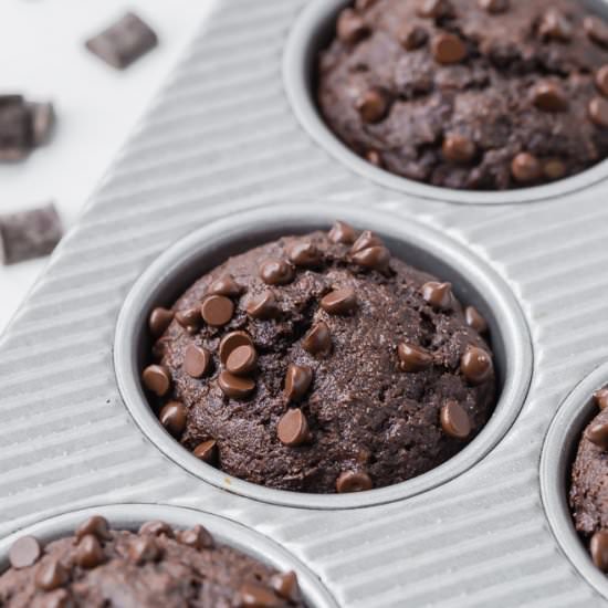 Triple Chocolate Banana Muffins