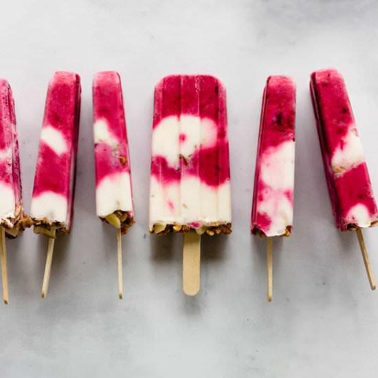 Berry Yogurt Popsicles with Granola