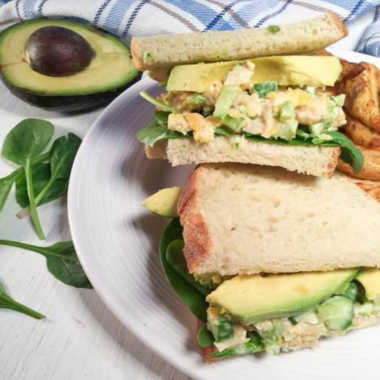 Chickpea salad & avocado sandwich