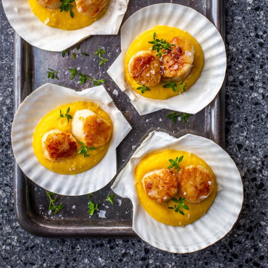 Lemon Butter Scallops on Kabocha