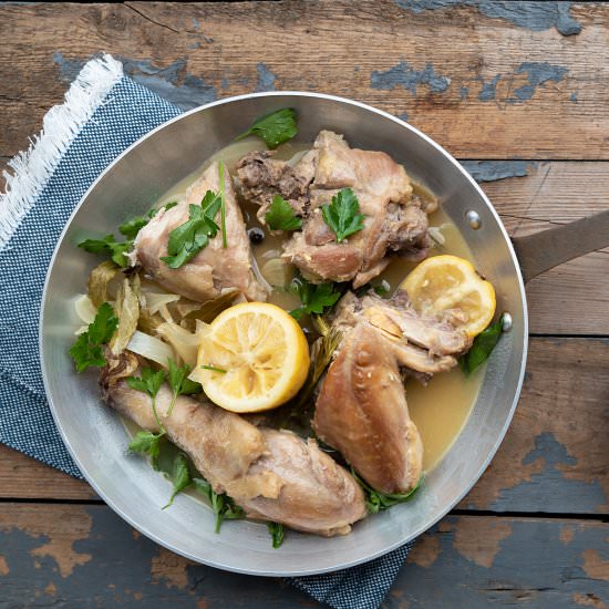 Chicken in retsina wine