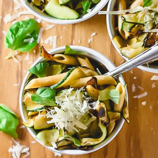 Lemony Pasta with Fried Zucchini