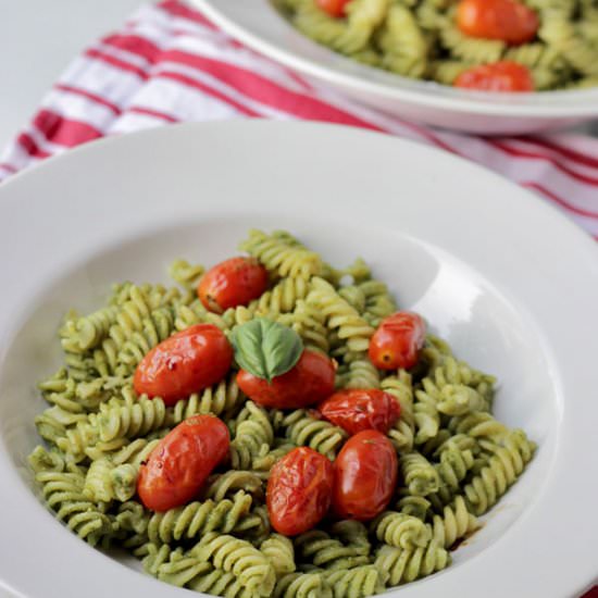 Pesto Pasta with Roasted Tomatoes