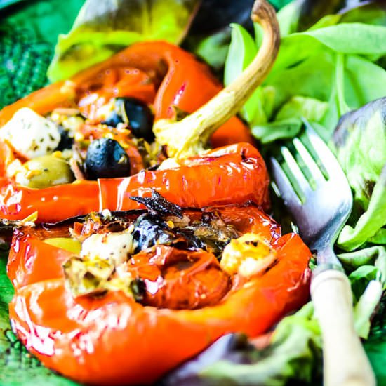 Stuffed Peppers Puttanesca and feta