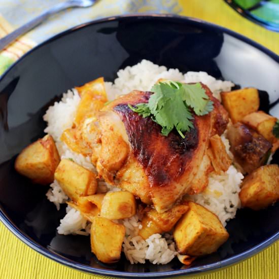 Sheet-pan chicken & sweet potatoes