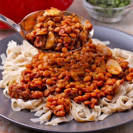Lentils in Diavolo sauce